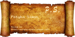 Petyka Simon névjegykártya